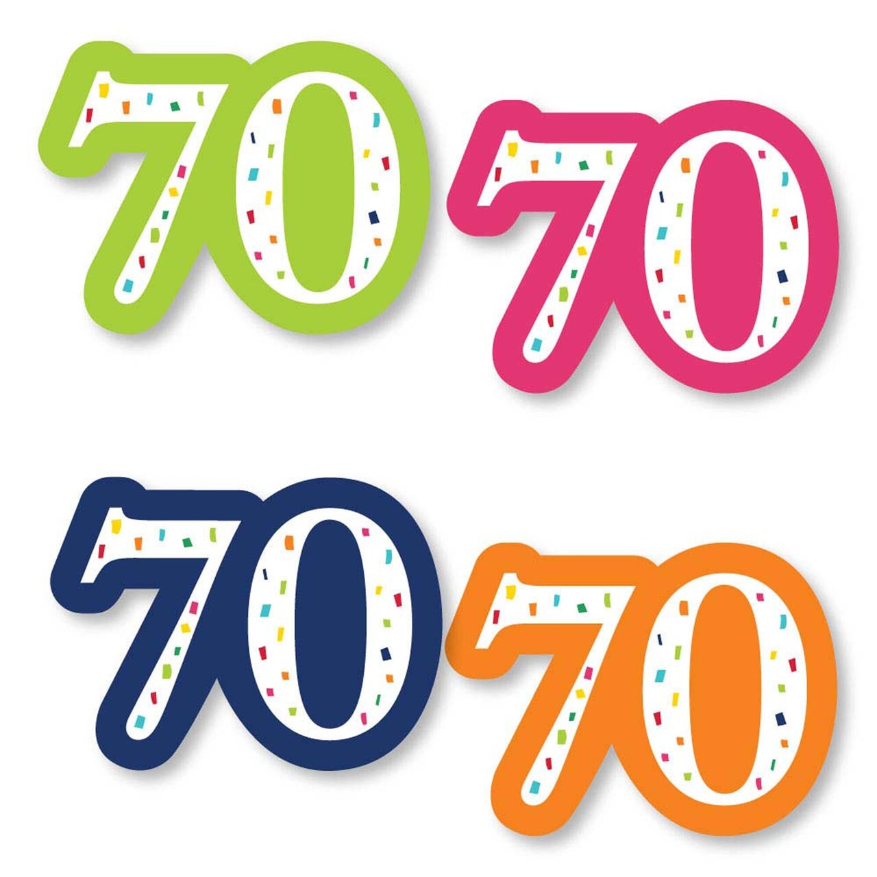 Big Dot of Happiness 70th Birthday - Cheerful Happy Birthday - DIY Shaped Colorful Seventieth Birthday Party Cut-Outs - 24 Count